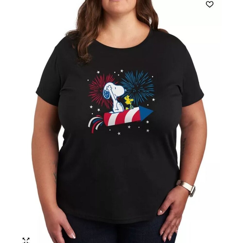 Snoopy Fireworks Thirt Womens 2XL Black Instant Message